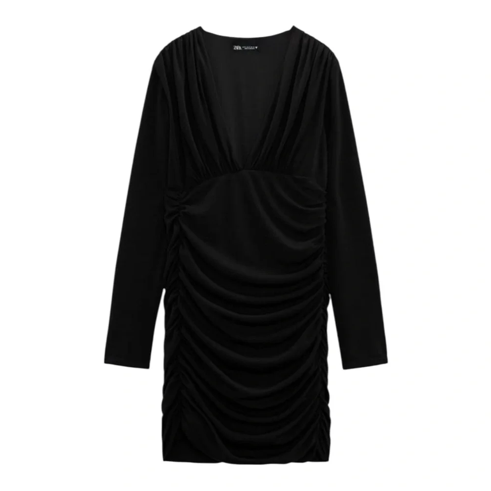 ZARA Black Ruched Dress - Picture 9 of 9